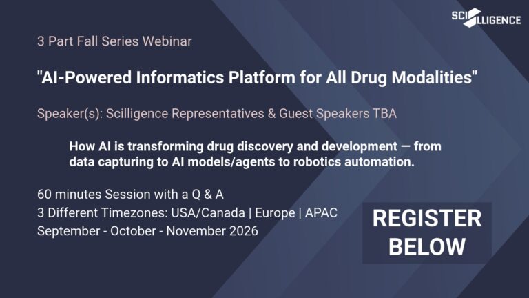 Join Scilligence this fall for a three-part webinar series on AI-powered informatics and robotics integration, built for scientists and R&D teams. Register now.